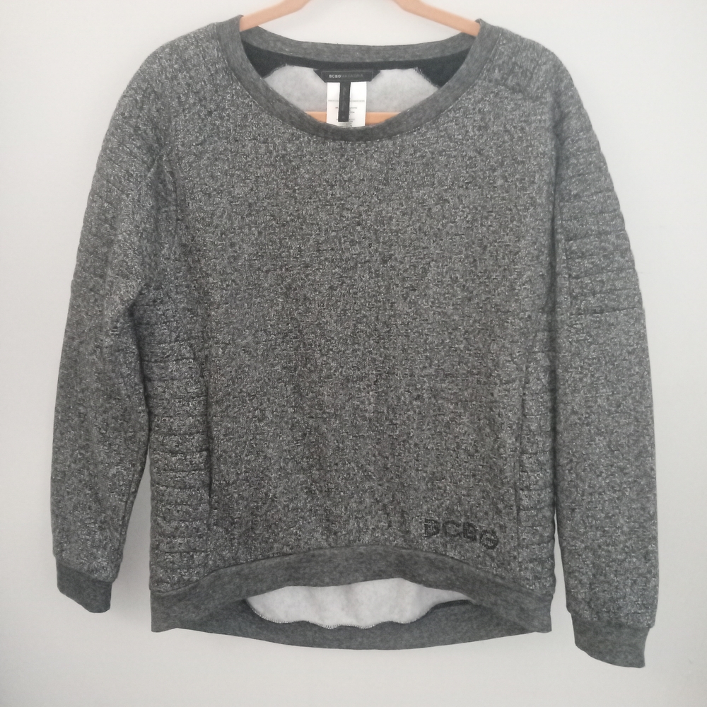 BCBGMaxAzria Grey And Black  Crew Neck Baggy Sweatshirt Size M